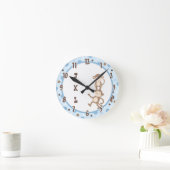 Polkadot Blue Funky Monkey Dansend Oerwoud Clock Ronde Klok (Huis)