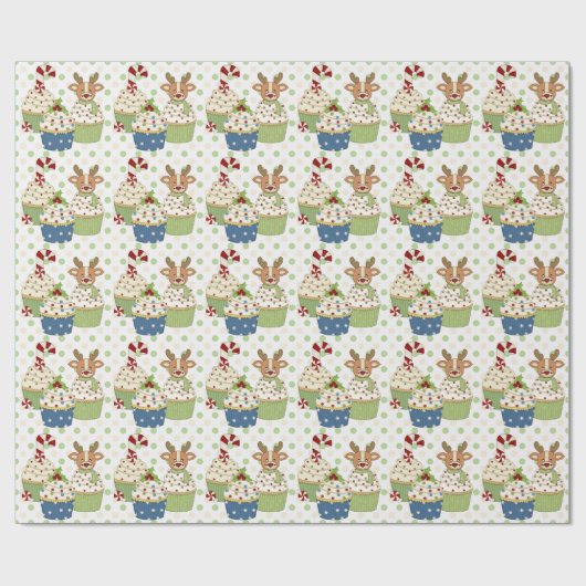 Polkadot Cupcakes kerst Cadeaupapier (Vlak)