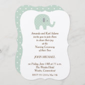 PolkaDot Elephant baby Boy Naming Ceremony Invite Kaart (Voorkant / Achterkant)