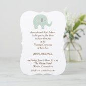 PolkaDot Elephant baby Boy Naming Ceremony Invite Kaart (Staand voorkant)