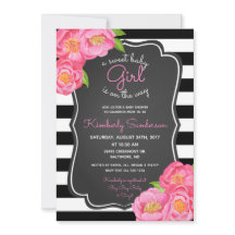 Polkadot Girl Pink Floral Baby shower Invitation
