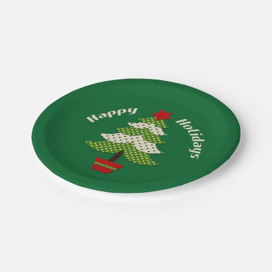 Polkadot kerstboom papieren bordje (Gekanteld)