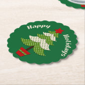 Polkadot kerstboomgroen kartonnen onderzetters (Gekanteld)