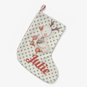 Polkadot kerstkousen w / eend kleine kerstsok (Voorkant (Hangend))