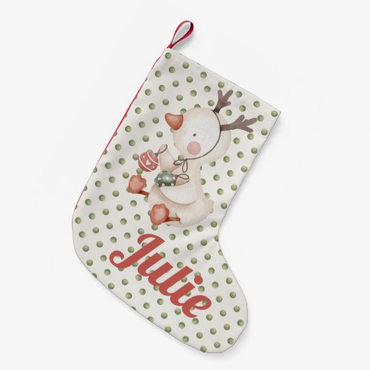 Polkadot kerstkousen w / eend kleine kerstsok (Voorkant (Hangend))