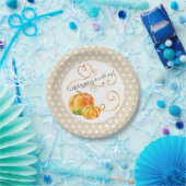 Polkadot Kleine Pompoen Herfst Baby shower Voedsel Papieren Bordje (Feest)