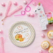Polkadot Kleine Pompoen Herfst Baby shower Voedsel Papieren Bordje (Feest)