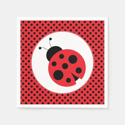 Polkadot Ladybug Party Napkins Servetten (Voorkant)