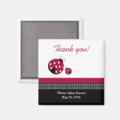 Polkadot Ladybugs Baby Douche Favor Magnet (Voorkant / Achterkant)