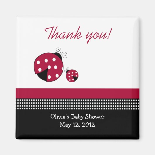 Polkadot Ladybugs Baby Douche Favor Magnet (Voorkant)