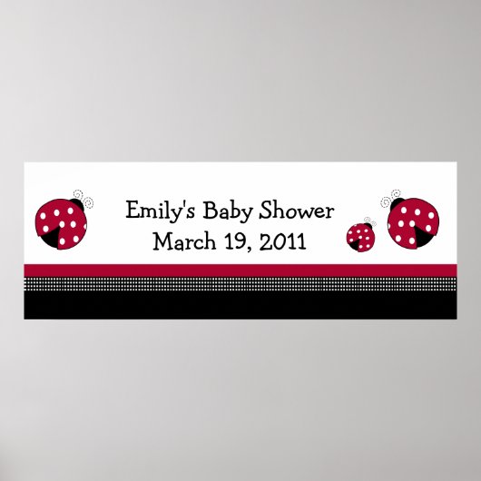 POLKADOT LADYBUGS-Baby shower / Birthday-banner Poster (Voorkant)