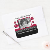 Polkadot lieveheersbeestje rood/zwart VIERKANT gun Vierkante Sticker (Envelop)