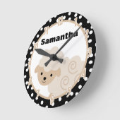 Polkadot Neutral Tan Country Boerderij Sheep Lamb  Ronde Klok (Hoek)