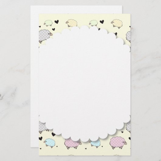 Polkadot Pastel Sheep Briefpapier (Voorkant / Achterkant)