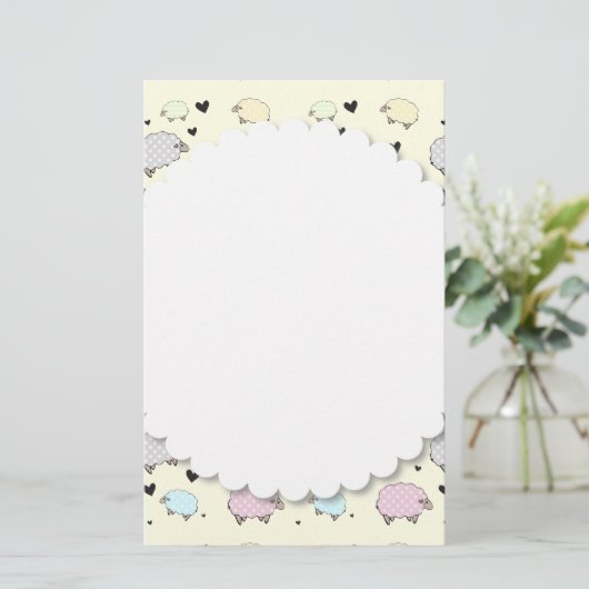 Polkadot Pastel Sheep Briefpapier (Staand voorkant)