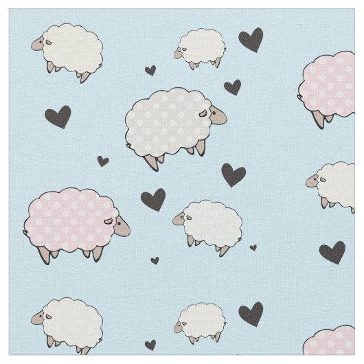 Polkadot Pastel Sheep Stof (Close Up)