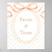 Polkadot Perzik Favor & Behandel Bord Poster (Voorkant)