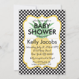 Polkadot Pineapple Baby shower Invitation Kaart