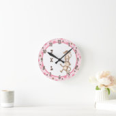 Polkadot Pink Funky Monkey Dansend Oerwoud Clock Ronde Klok (Huis)