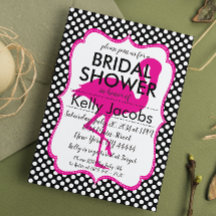 Polkadot Roze Flamingo Bridal Shower Invitation
