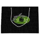 Polkadot Rozen zwarte-grote cadeautas (Voorkant)