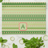 Polkadot Stripe Custom Initiaal Stijlvol Theedoek (Gevouwen)