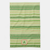 Polkadot Stripe Custom Initiaal Stijlvol Theedoek (Verticaal)