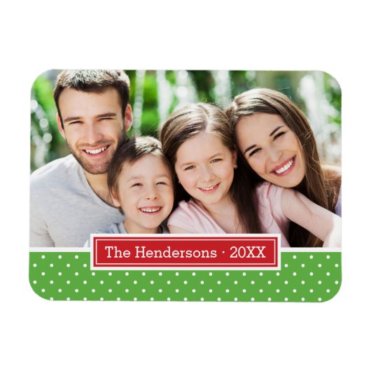Polkadot vakantie monogram foto magneet (Horizontaal)