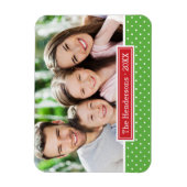 Polkadot vakantie monogram foto magneet (Verticaal)