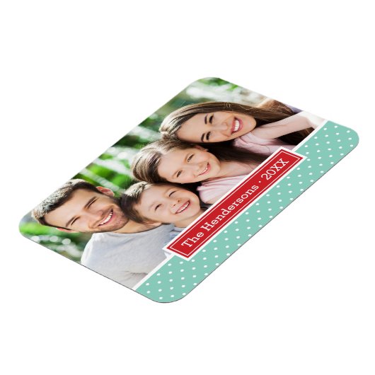 Polkadot vakantie monogram foto magneet (Linkerzijde)