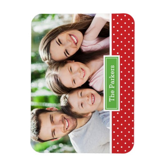 Polkadot vakantie monogram foto magneet (Verticaal)