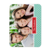 Polkadot vakantie monogram foto magneet (Verticaal)