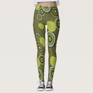 polkadots bloemen veer groene leggings