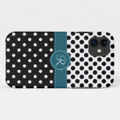 Polkadots en Blauwgroen monogram met titer Case-Mate iPhone Case (Achterkant (horizontaal))