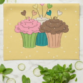 Polkadots en cupcakes theedoek (Gevouwen)