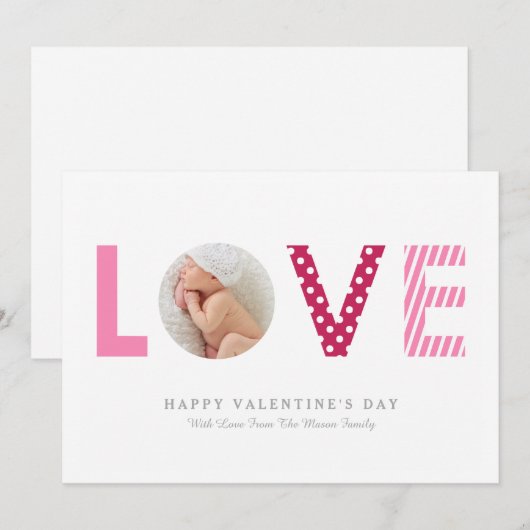 Polkadots en stripes | Roze/rood Kaart (Voorkant / Achterkant)