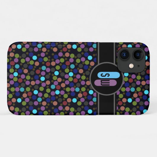 polkadots, etiket en initialen Case-Mate iPhone case (Achterkant (horizontaal))