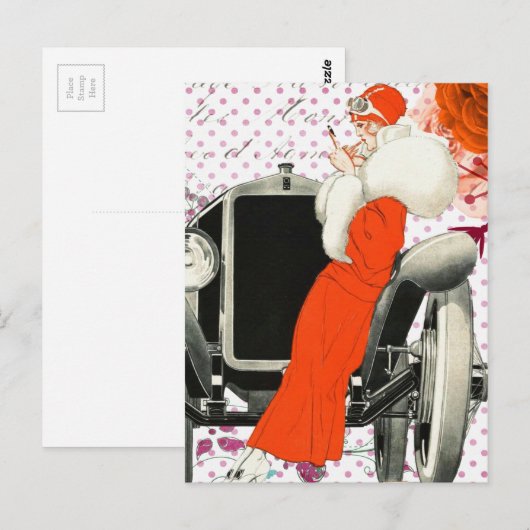 polkadots flapper briefkaart (Voorkant / Achterkant)