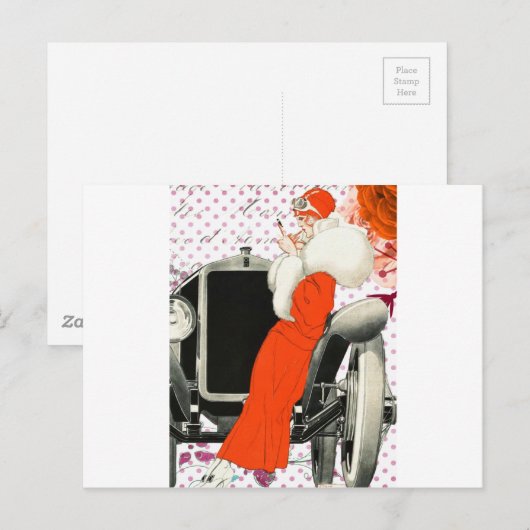 polkadots flapper briefkaart (Voorkant / Achterkant)