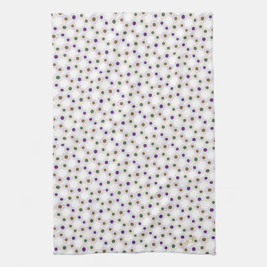 Polkadots (goud/groen/paars) theedoek (Verticaal)