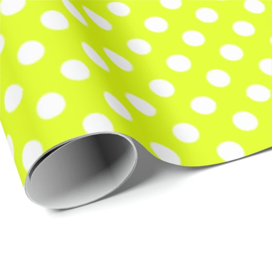 Polkadotted Chartreuse Cadeaupapier (Rol Hoek)
