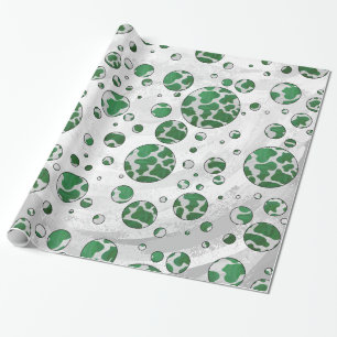 Polks Dot Koe Green en White Print Cadeaupapier