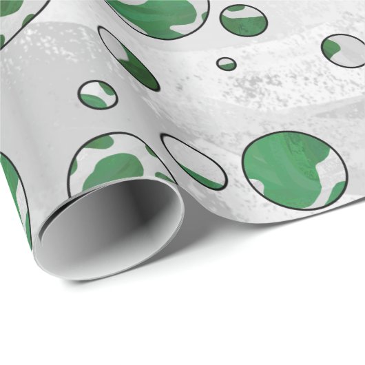 Polks Dot Koe Green en White Print Cadeaupapier (Rol Hoek)