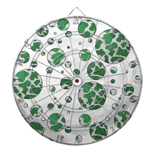 Polks Dot Koe Green en White Print Dartbord (Voorkant)