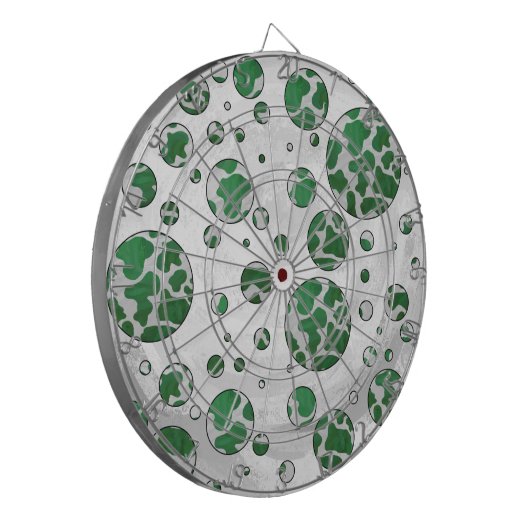 Polks Dot Koe Green en White Print Dartbord (Voorkant Links)