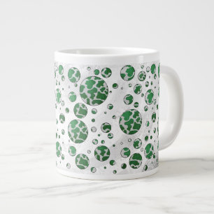 Polks Dot Koe Green en White Print Grote Koffiekop