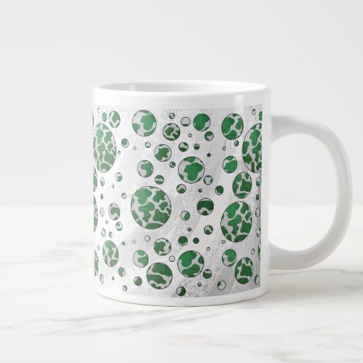 Polks Dot Koe Green en White Print Grote Koffiekop (Rechts)