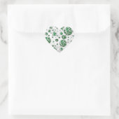Polks Dot Koe Green en White Print Hart Sticker (Tas)