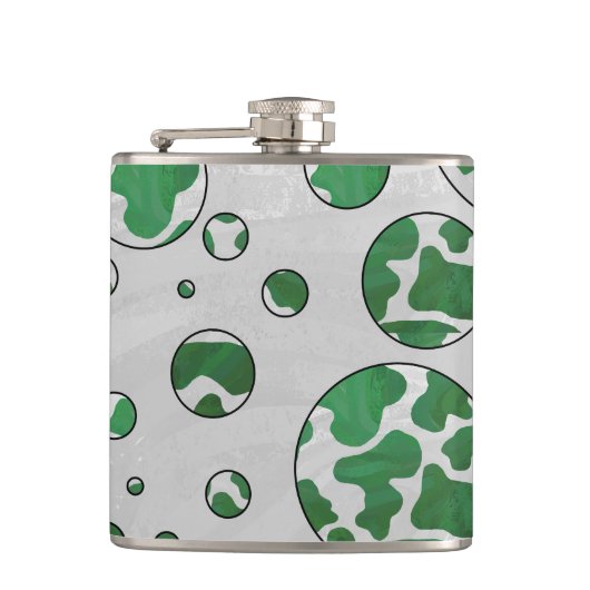 Polks Dot Koe Green en White Print Heupfles (Voorkant)