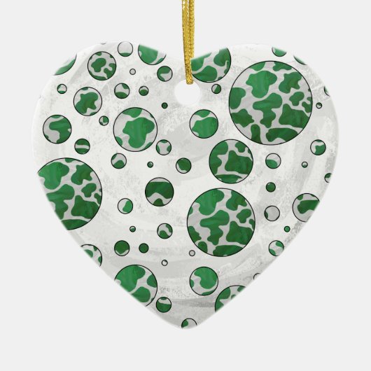 Polks Dot Koe Green en White Print Keramisch Ornament (Voorkant)